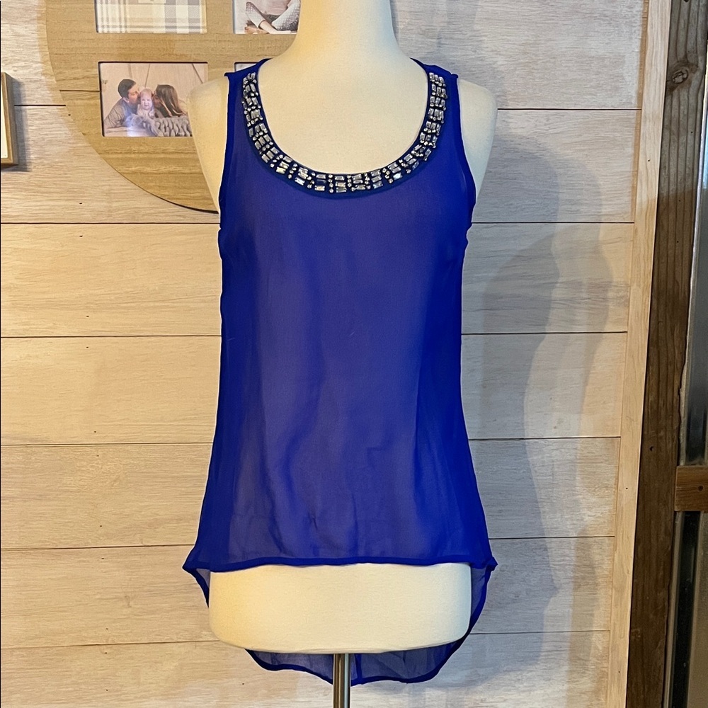 Charlotte Russe Royal Blue Tank Top with Beaded Neckline
